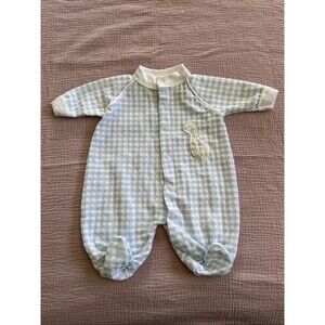 Baby Gro Vintage0-3-6 Months  Romper Sleeper Footed Grade Blue White Small